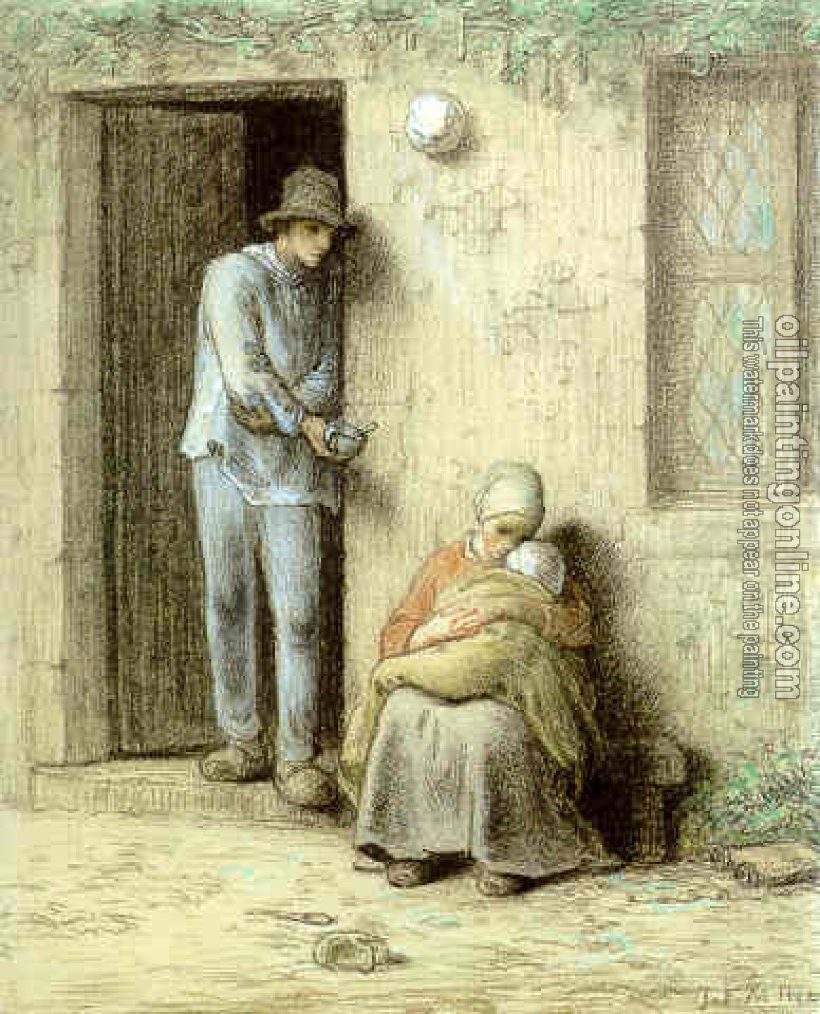 Jean-Francois Millet - Le Nourrisson or Lenfant Malade